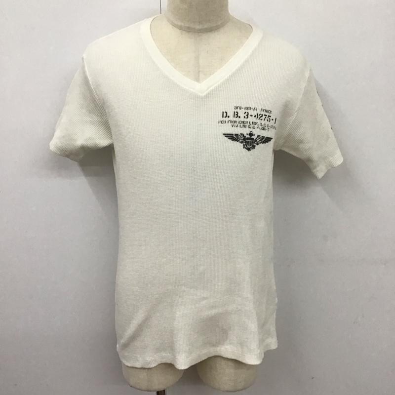 アヴィレックス AVIREX カットソー 半袖 半袖カットソー プリントTシャツ Vネックカットソー L ロゴ、文字 白 / ホワイト /  メンズ USED 古着 中古 10124163