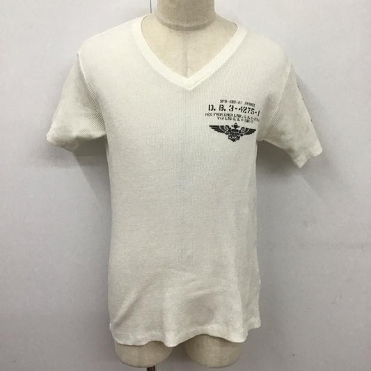 アヴィレックス AVIREX カットソー 半袖 半袖カットソー プリントTシャツ Vネックカットソー L ロゴ、文字 白 / ホワイト /  メンズ USED 古着 中古 10124163