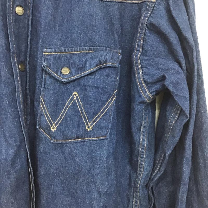 ラングラー Wrangler シャツ、ブラウス 長袖 長袖シャツ 無地シャツ カラーシャツ デニムシャツ 無地 インディゴ / インディゴ /  メンズ USED 古着 中古 10147019
