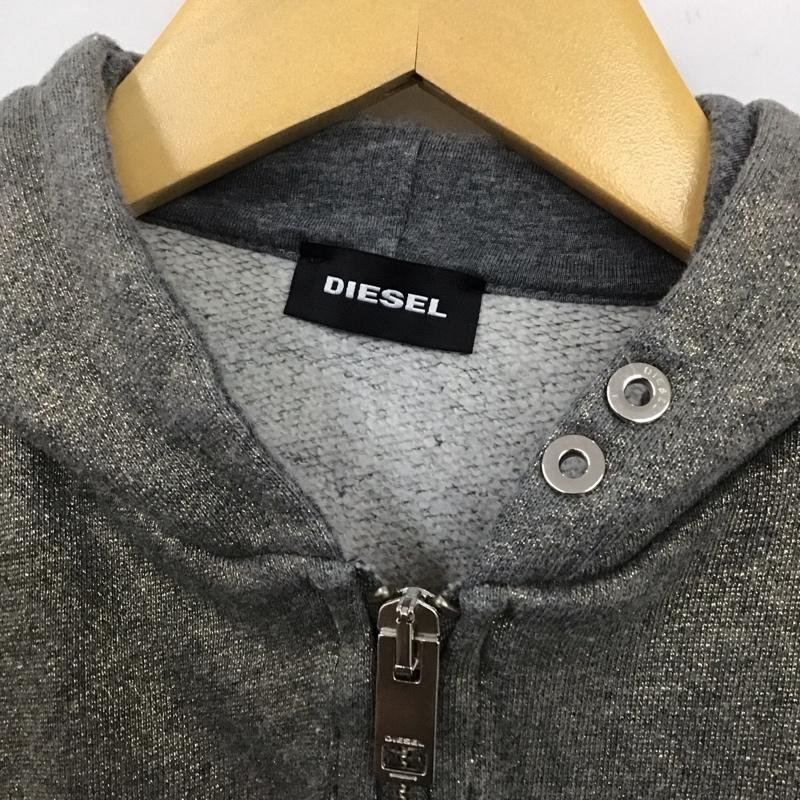 ディーゼル DIESEL パーカー 七分袖 フルジップ 1 ロゴ、文字 灰 / グレー / X 金 / ゴールド /  ガールズ USED 古着 中古 10129138