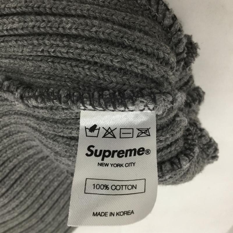 シュプリーム Supreme 帽子 ニット帽 ボンボン コットン ボックスロゴ リブ 12AW ロゴ、文字 灰 / グレー /  メンズ USED 古着 中古 10124278