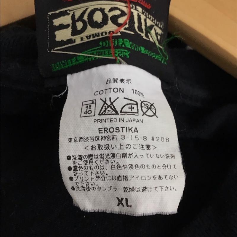 エロスティカ EROSTiKA Tシャツ 半袖 半袖カットソー プリントTシャツ クルーネックカットソー XL プリント 黒 / ブラック /  メンズ USED 古着 中古 10130103