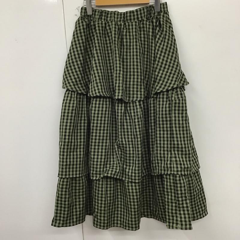 ダブルクローゼット w closet スカート ロングスカート FREE チェック 黒 / ブラック / X 緑 / グリーン /  レディース USED 古着 中古 10129624