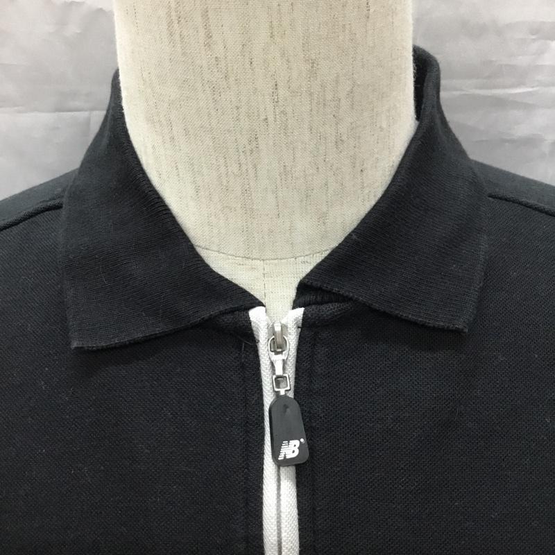 ニューバランス New Balance ポロシャツ 半袖 K584NB449C ハーフジップ L ロゴ、文字 黒 / ブラック /  メンズ USED 古着 中古 10115541