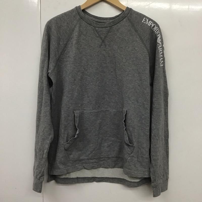 エンポリオアルマーニ EMPORIO ARMANI カットソー 長袖 長袖カットソー プリントカットソー クルーネック S ロゴ、文字 灰 / グレー /  メンズ USED 古着 中古 10131274