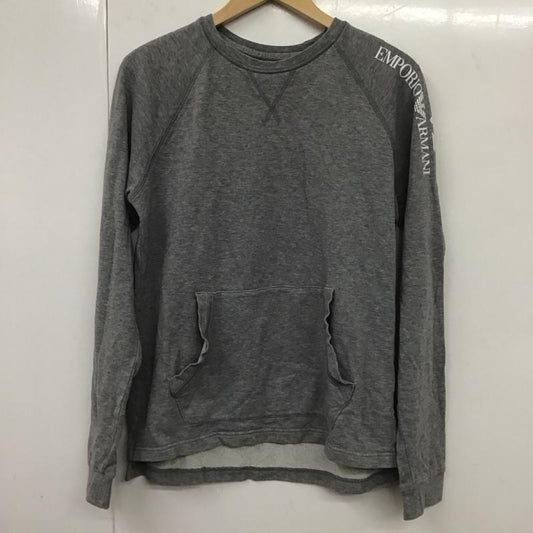 エンポリオアルマーニ EMPORIO ARMANI カットソー 長袖 長袖カットソー プリントカットソー クルーネック S ロゴ、文字 灰 / グレー /  メンズ USED 古着 中古 10131274