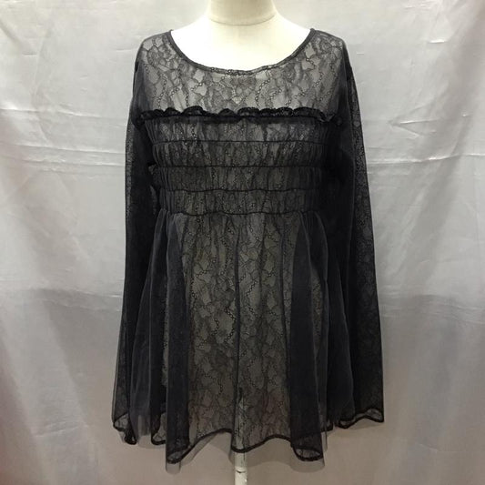 ページボーイ PAGEBOY カットソー 長袖 PB460034ND シアー レース チュール FREE レース柄 黒 / ブラック /  レディース USED 古着 中古 10116956