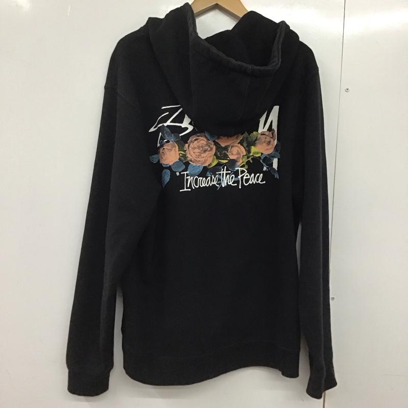 ステューシー STUSSY パーカー 長袖 長袖パーカー プルオーバーパーカー スウェット L ロゴ、文字 黒 / ブラック /  メンズ USED 古着 中古 10142614