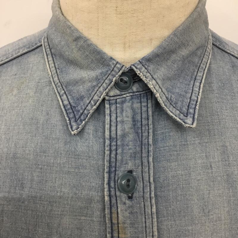 ジェラード JELADO シャツ、ブラウス 長袖 ct11109 NavalShirtsVintageFinish 長袖デニムシャツ L ダメージ加工 インディゴ / インディゴ /  メンズ USED 古着 中古 10127673