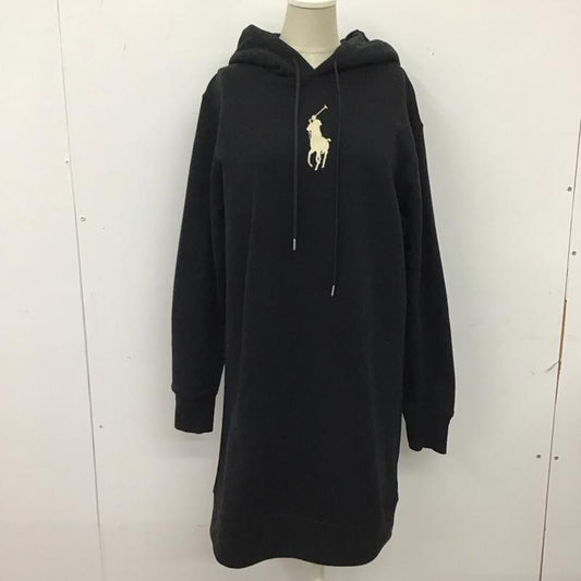 ポロラルフローレン POLO RALPH LAUREN ワンピース ひざ丈スカート パーカー 長袖 裏起毛 S ワンポイント 黒 / ブラック /  レディース USED 古着 中古 10116148