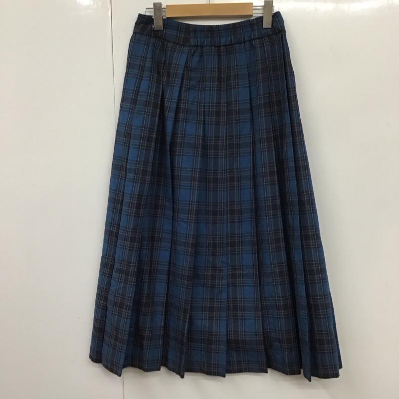 ローリーズファーム LOWRYS FARM スカート ロングスカート プリーツスカート FREE チェック 青 / ブルー /  レディース USED 古着 中古 10130315
