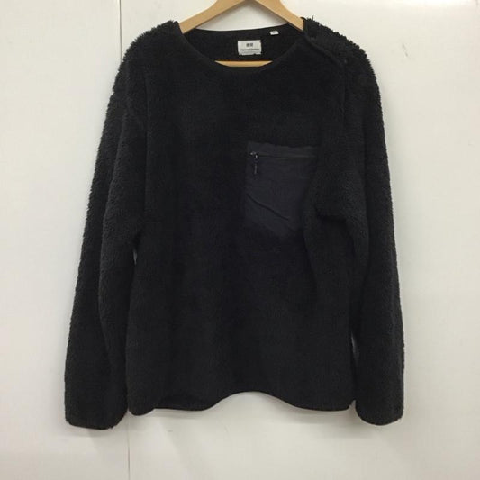 ユニクロ UNIQLO トレーナー 長袖 341-478157 フリースプルオーバー L 無地 黒 / ブラック /  メンズ USED 古着 中古 10134865