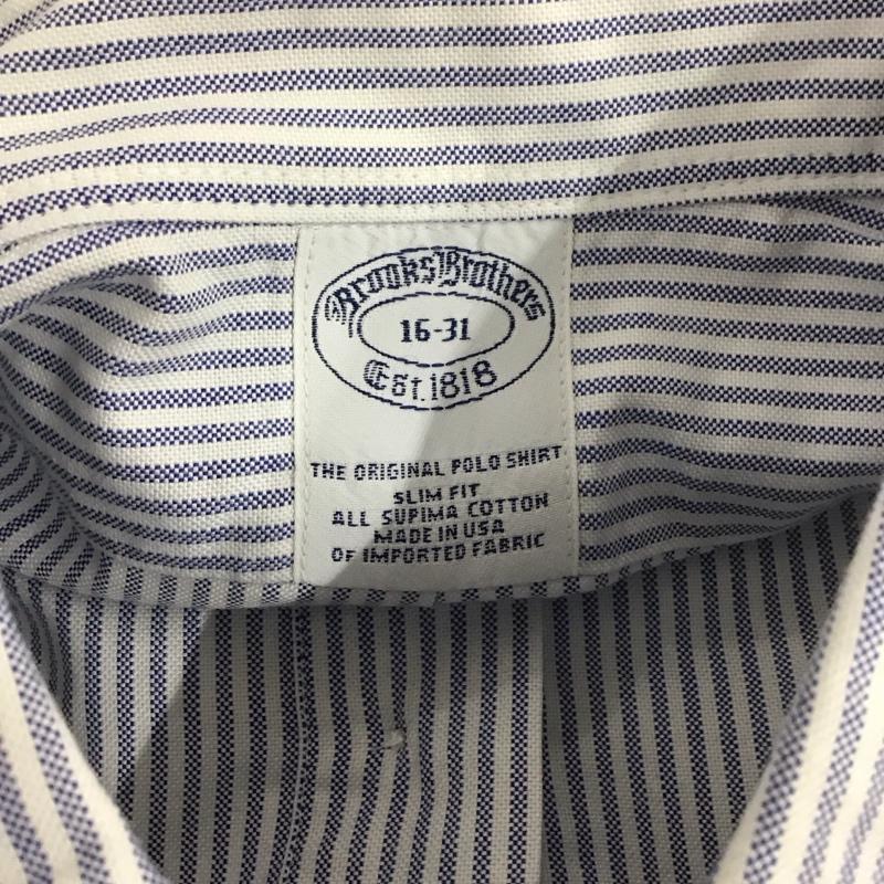 ブルックスブラザーズ BROOKS BROTHERS シャツ、ブラウス 長袖 長袖シャツ カジュアルシャツ カラーシャツ ボタンダウンシャツ ストライプ 白 / ホワイト / X 青 / ブルー /  メンズ USED 古着 中古 10111267