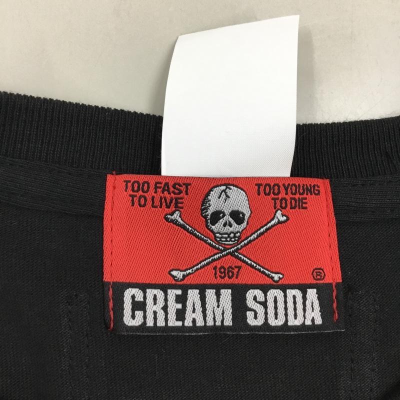 クリームソーダ CREAMSODA Tシャツ 半袖 半袖カットソー プリントTシャツ クルーネックカットソー S ロゴ、文字 黒 / ブラック /  メンズ USED 古着 中古 10114596