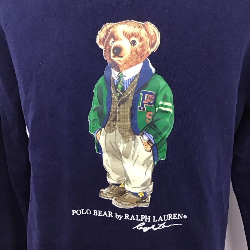 ポロラルフローレン POLO RALPH LAUREN トレーナー 長袖 ポロベア M プリント 紺 / ネイビー /  メンズ USED 古着 中古 10123338