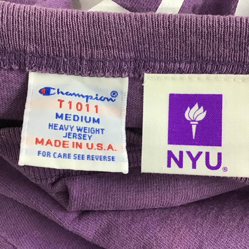 チャンピオン Champion Tシャツ 長袖 C5-Q401 NYU ラグランスリーブ M プリント 紫 / パープル /  メンズ USED 古着 中古 10120204