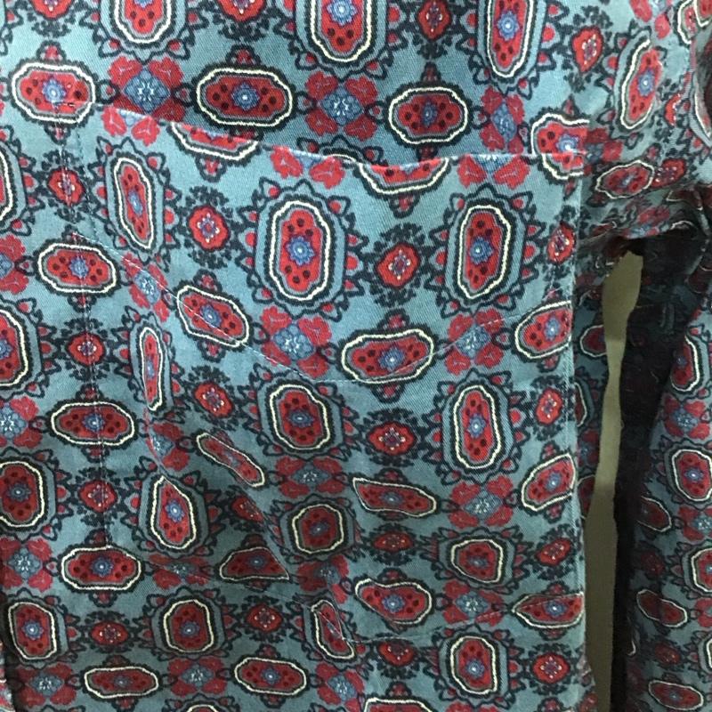 古着 USED カットソー 長袖 長袖シャツ カラーシャツ ポケットシャツ 長袖カットソー プリントシャツ L プリント マルチカラー / マルチカラー /  メンズ USED 古着 中古 10119016