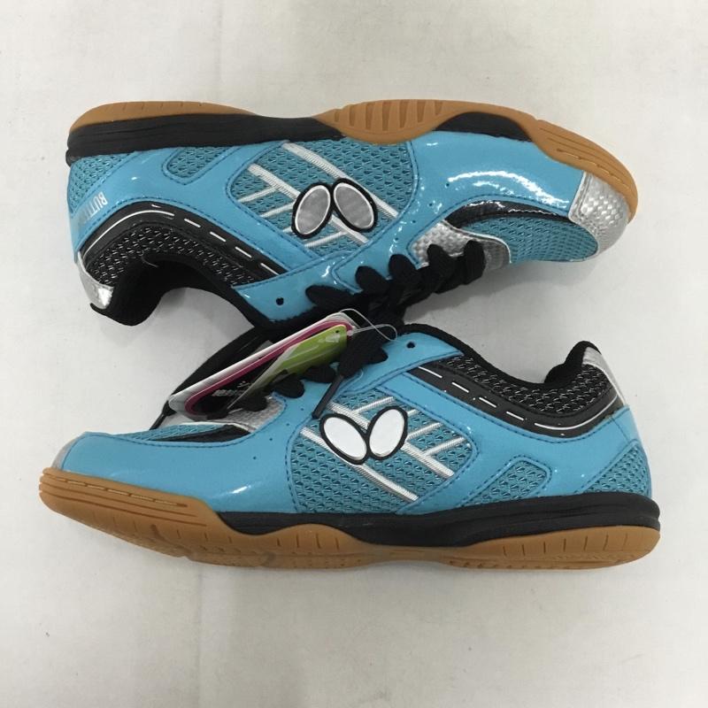 バタフライ BUTTERFLY スニーカー スニーカー NXB1300 93640 レゾライン サル 卓球シューズ 22.5cm 22.5cm ロゴ、文字 水色 / ライトブルー / X 黒 / ブラック /  レディース USED 古着 中古 10147917