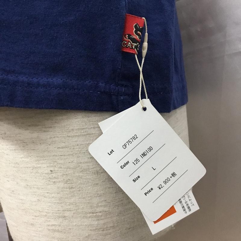 キャッツポウ CAT S PAW Tシャツ 半袖 半袖カットソー プリントTシャツ クルーネックカットソー L 無地 紺 / ネイビー /  メンズ USED 古着 中古 10114605