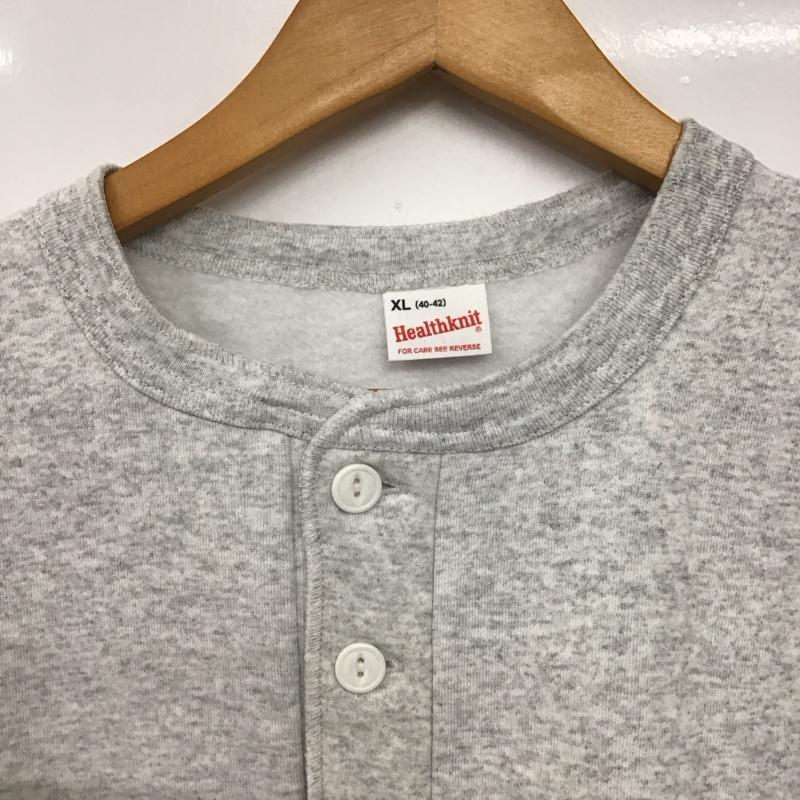 ヘルスニット Healthknit トレーナー 長袖 長袖スウェット ヘンリーネックカットソー トレーナー XL 無地 灰 / グレー /  メンズ USED 古着 中古 10145832