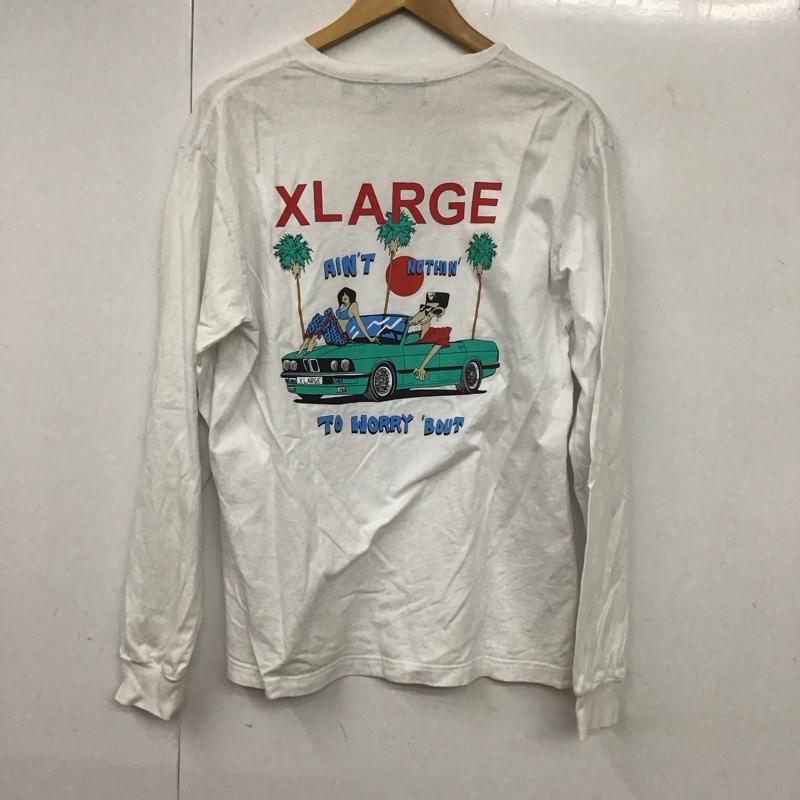 エクストララージ XLARGE カットソー 長袖 長袖カットソー プリントカットソー クルーネック M プリント 白 / ホワイト /  メンズ USED 古着 中古 10131002