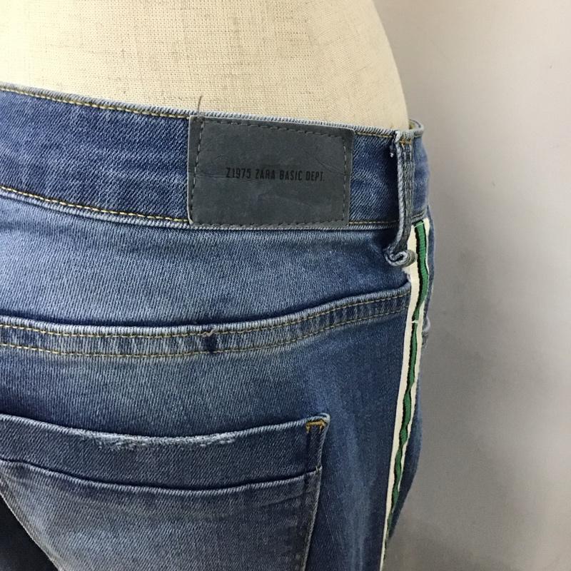 ザラ ZARA パンツ デニム、ジーンズ 5899 076 406 ダメージ サイドライン ストレッチ ダメージ加工 青 / ブルー /  レディース USED 古着 中古 10123232