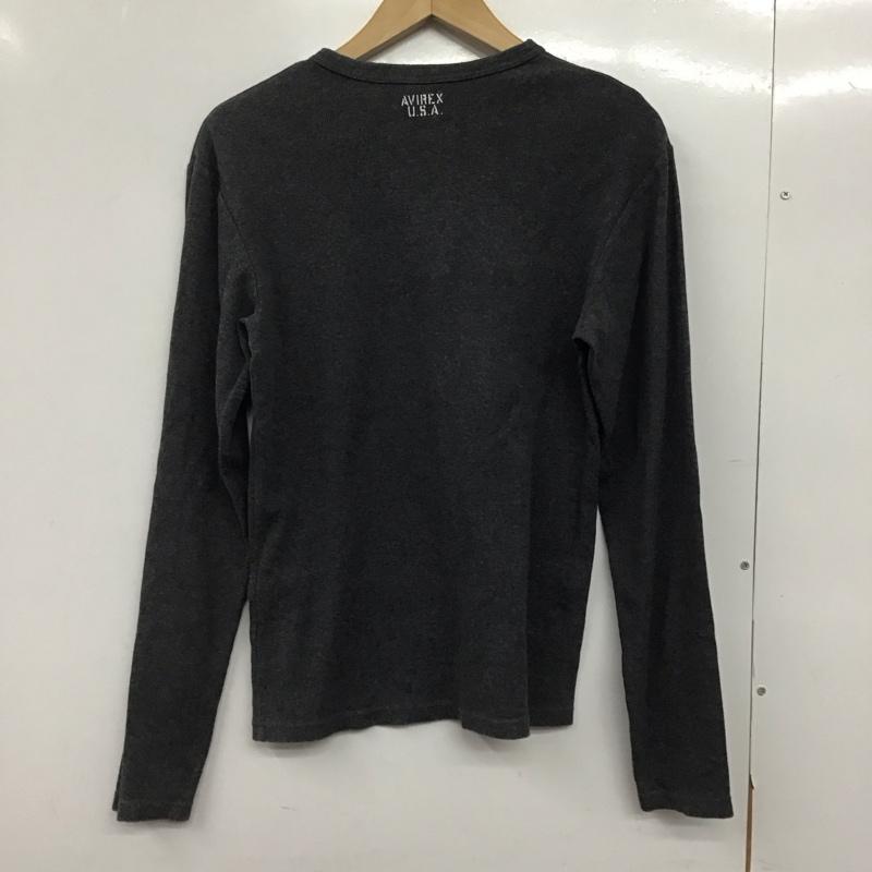 アヴィレックス AVIREX カットソー 長袖 ヘンリーネック M 無地 灰 / グレー /  メンズ USED 古着 中古 10145636