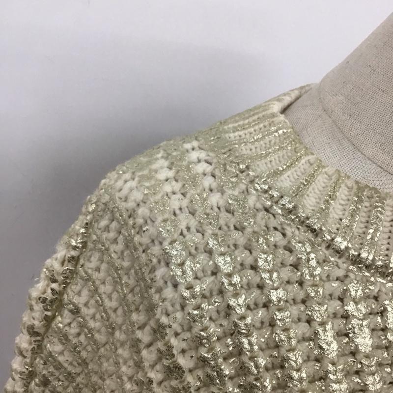 ザラ ZARA ニット、セーター 長袖 9598/287/808 オーバーサイズ フォイル ニット セーター ラメニット S 無地 オフホワイト / オフホワイト /  レディース USED 古着 中古 10124045