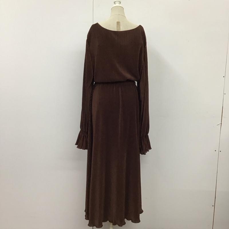 古着 USED ワンピース ロングスカート 長袖 mite プリーツ 無地 茶 / ブラウン /  レディース USED 古着 中古 10115095