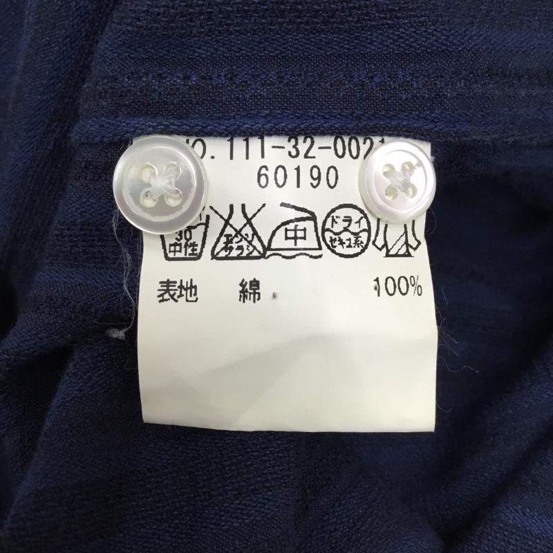 シップス SHIPS シャツ、ブラウス 七分袖 111-32-0021 L ストライプ 紺 / ネイビー /  メンズ USED 古着 中古 10117195