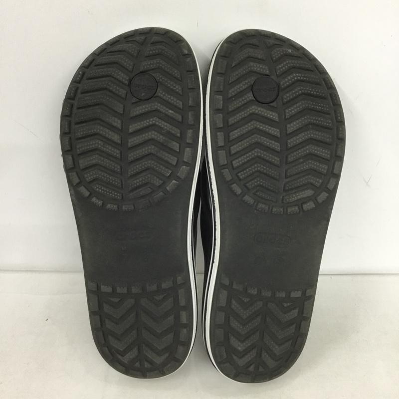 クロックス crocs サンダル サンダル ビーチサンダル トングサンダル M7 W9 ロゴ、文字 黒 / ブラック /  メンズ USED 古着 中古 10150214