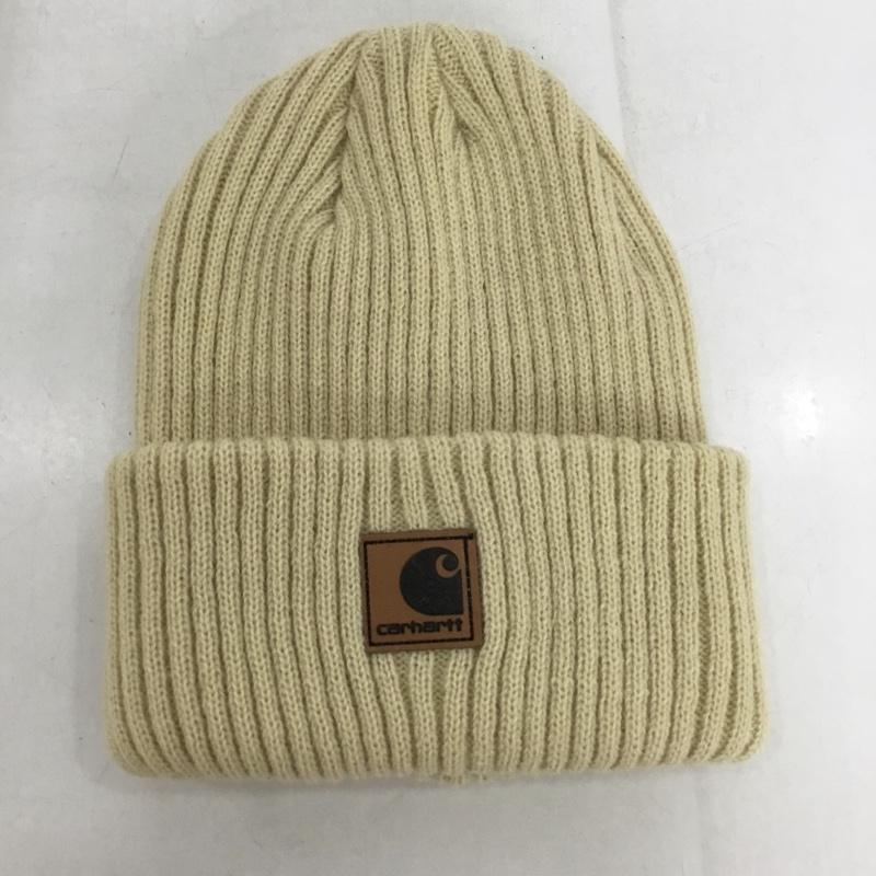 カーハート Carhartt 帽子 ニット帽 A18 リブ ロゴ、文字 ベージュ / ベージュ /  メンズ USED 古着 中古 10135653