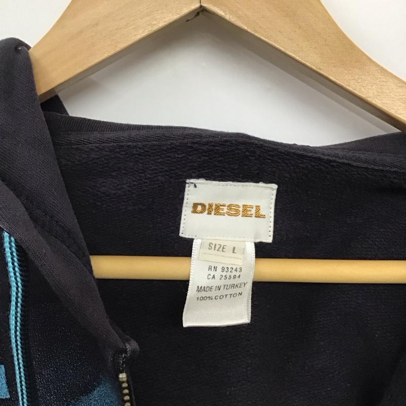 ディーゼル DIESEL パーカー 長袖 長袖パーカー ジップアップパーカー スウェット L プリント 紺 / ネイビー /  メンズ USED 古着 中古 10141898