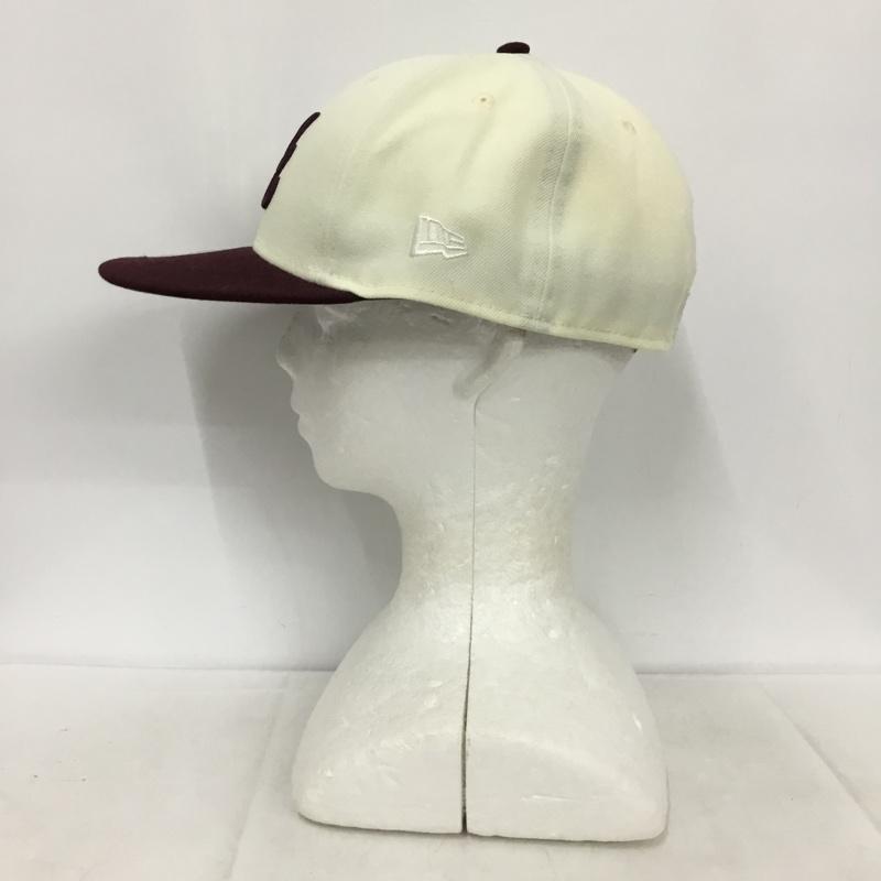 ニューエラ NEW ERA 帽子 キャップ 59FIFTY ATLBRA 58.7cm ロゴ、文字 アイボリー / アイボリー / X えんじ / ワインレッド /  メンズ USED 古着 中古 10135652