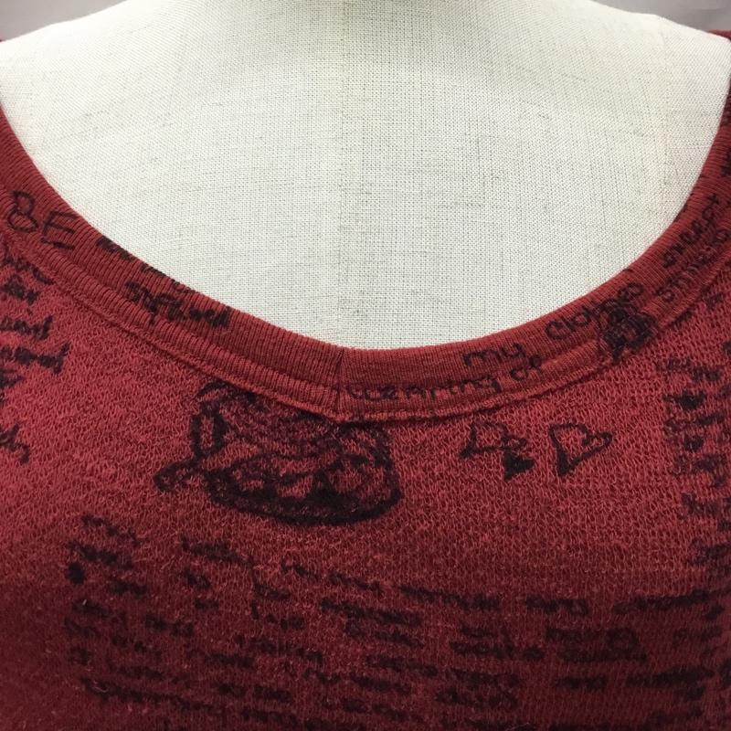 ヒステリックグラマー HYSTERIC GLAMOUR ニット、セーター 長袖 0121CS01 落書きパターン FREE 総柄 えんじ / ワインレッド /  レディース USED 古着 中古 10118044