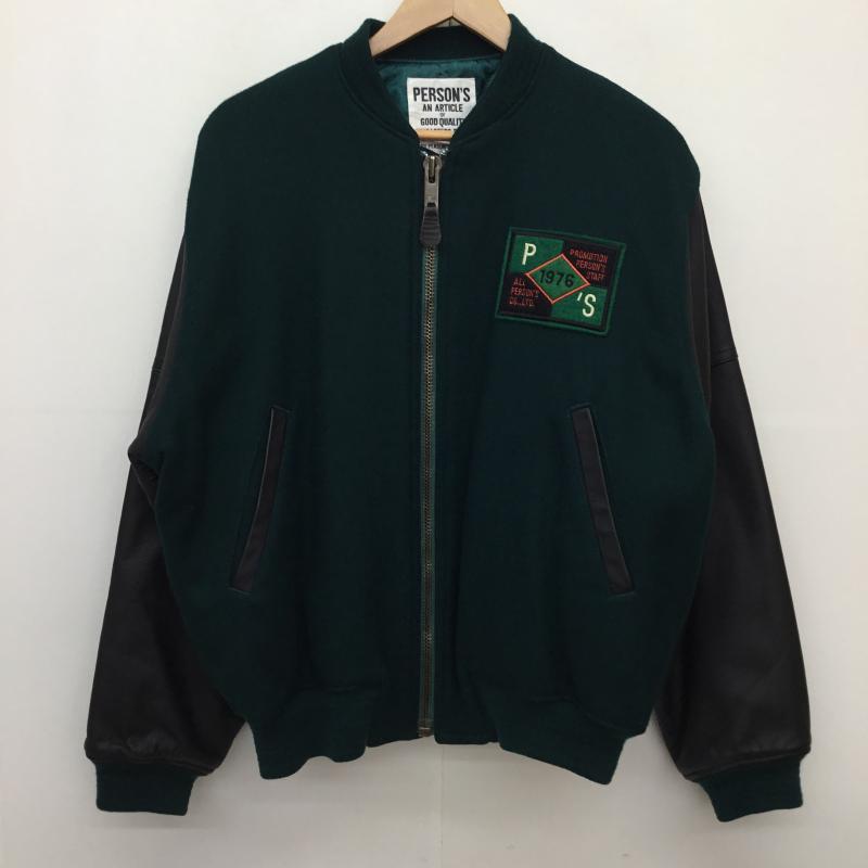 パーソンズ PERSON S ジャケット、上着 ジャケット、ブレザー ロゴ、文字 黒 / ブラック / X 緑 / グリーン /  メンズ USED 古着 中古 10143907
