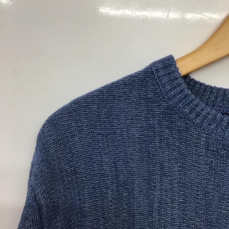 ビームス BEAMS ニット、セーター 長袖 長袖ニットカットソー クルーネック セーター XL 無地 青 / ブルー /  メンズ USED 古着 中古 10144574