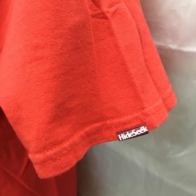 ハイドアンドシーク HIDE AND SEEK Tシャツ 半袖 半袖カットソー プリントTシャツ クルーネックカットソー L ロゴ、文字 赤 / レッド /  メンズ USED 古着 中古 10111933