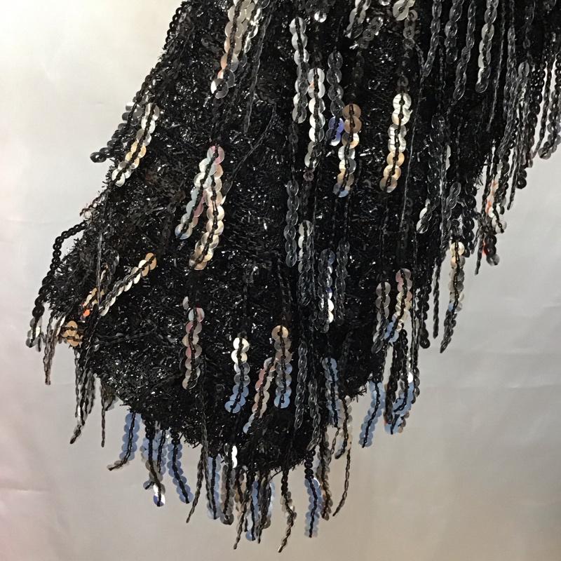 ザラ ZARA ワンピース ひざ丈スカート 長袖ワンピース ドレス Vネックワンピース S 総柄 黒 / ブラック /  レディース USED 古着 中古 10117979