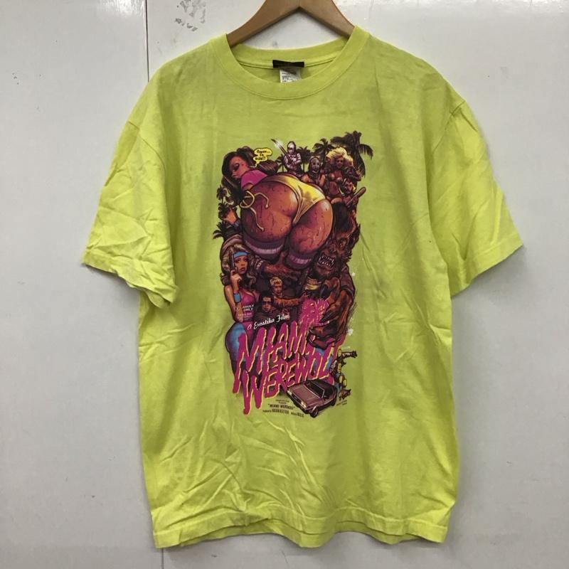 エロスティカ EROSTiKA Tシャツ 半袖 クルーネック XL プリント 黄 / イエロー /  メンズ USED 古着 中古 10123370