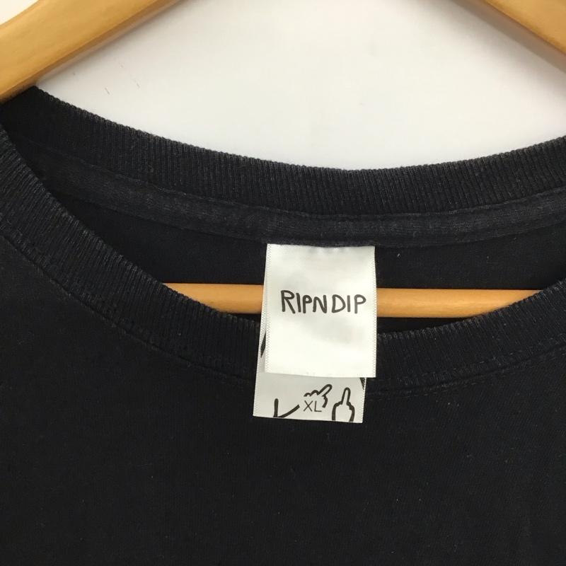 リップンディップ RIPNDIP カットソー 長袖 長袖カットソー プリントカットソー クルーネック XL プリント 黒 / ブラック /  メンズ USED 古着 中古 10148086