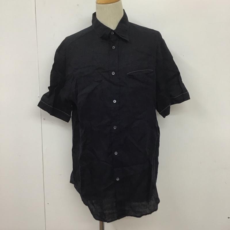 アルマーニコレッツォーニ ARMANI COLLEZIONI シャツ、ブラウス 半袖 半袖シャツ カラーシャツ カジュアルシャツ ポケットシャツ L 無地 紺 / ネイビー /  メンズ USED 古着 中古 10106537