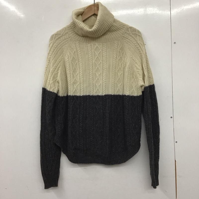 ロイスクレヨン LOISCRAYON ニット、セーター 長袖 タートルネック M 無地 白 / ホワイト / X チャコールグレー / チャコールグレー /  レディース USED 古着 中古 10138807