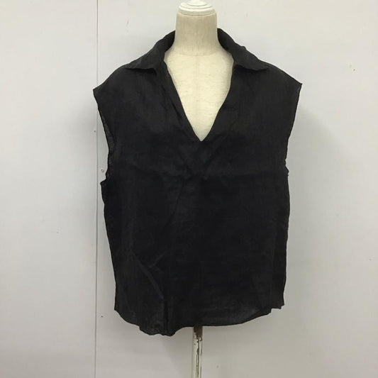 ザラ ZARA シャツ、ブラウス 半袖 ノースリーブシャツ カラーシャツ Vネック M 無地 黒 / ブラック /  レディース USED 古着 中古 10126933