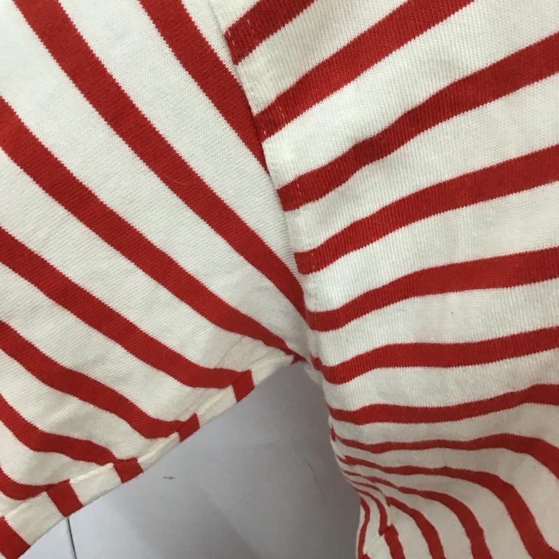 ザラ ZARA カットソー 長袖 0858 103 601 クルーネック ロンT M ボーダー柄 赤 / レッド / X オフホワイト / オフホワイト /  レディース USED 古着 中古 10113460