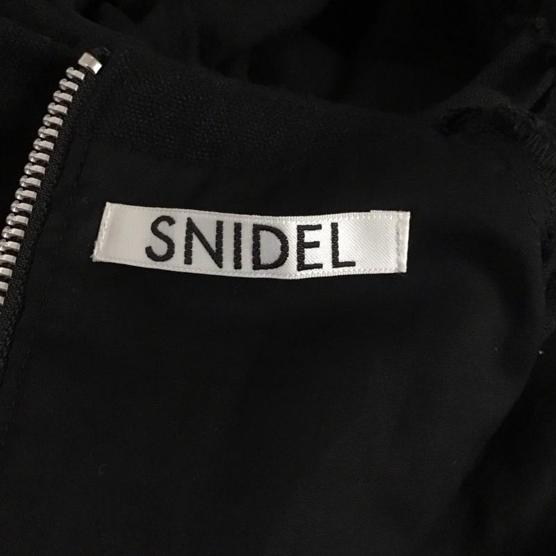 スナイデル SNIDEL ワンピース ひざ丈スカート swfo184064 パフスリボディコンワンピ 半袖ワンピース タイトワンピース 0 無地 黒 / ブラック /  レディース USED 古着 中古 10120101