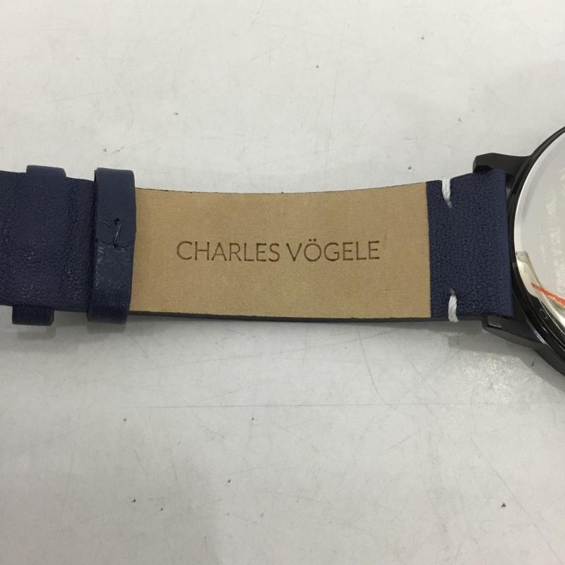 シャルルホーゲル CHARLESVOGELE 腕時計 アナログ（クォーツ式） V0721 レザーベルト ロゴ、文字 紺 / ネイビー /  メンズ USED 古着 中古 10135174