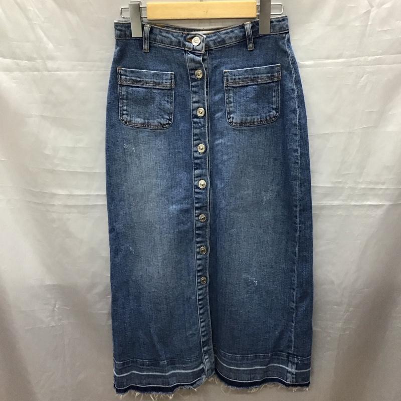 ザラ ZARA スカート ロングスカート デニムスカート フロントボタン ストレッチ XS 無地 青 / ブルー /  レディース USED 古着 中古 10118439