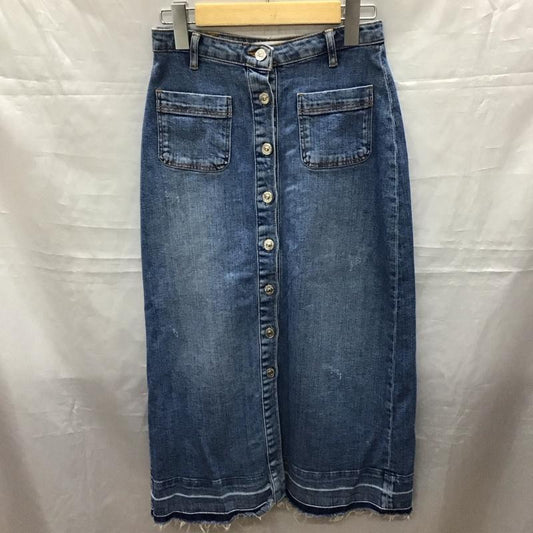 ザラ ZARA スカート ロングスカート デニムスカート フロントボタン ストレッチ XS 無地 青 / ブルー /  レディース USED 古着 中古 10118439