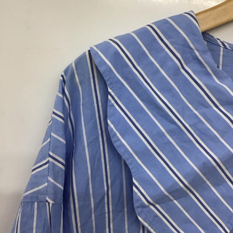 ケービーエフ KBF ワンピース ロングスカート 長袖シャツワンピース ロングワンピース フレアスカート ONE SIZE ストライプ 水色 / ライトブルー /  レディース USED 古着 中古 10141321